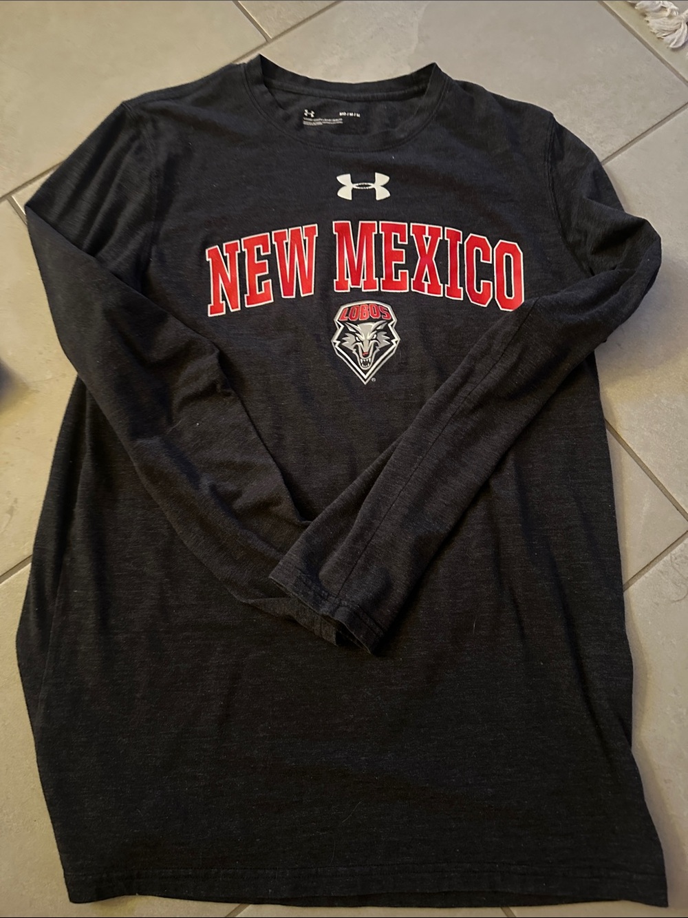 Under Armour Black Long Sleeve New Mexico Lobos Tee with Red Lettering